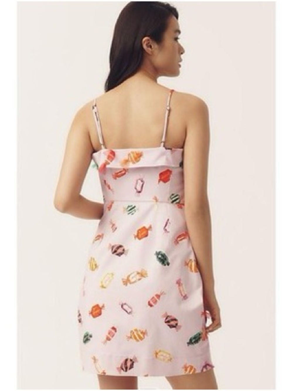 NWT Anthropologie Maeve Candy Print Pink Spaghetti Strap Dress - Picture 2 of 6